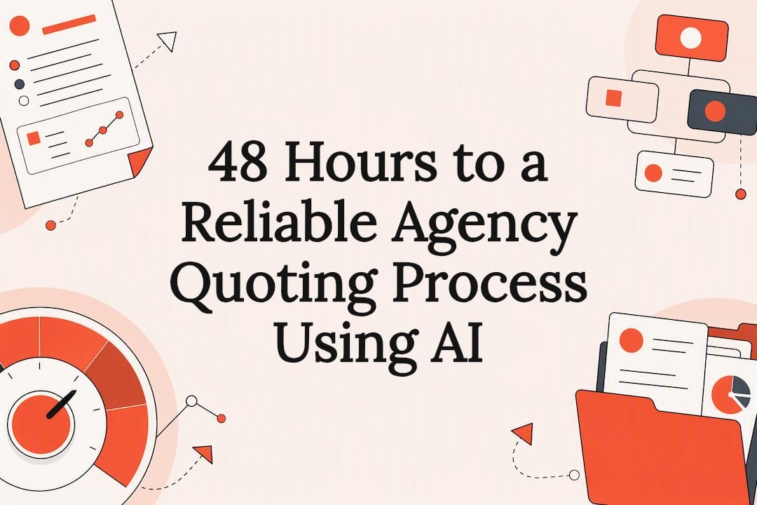 Illustrated AI agency quoting workflow title card