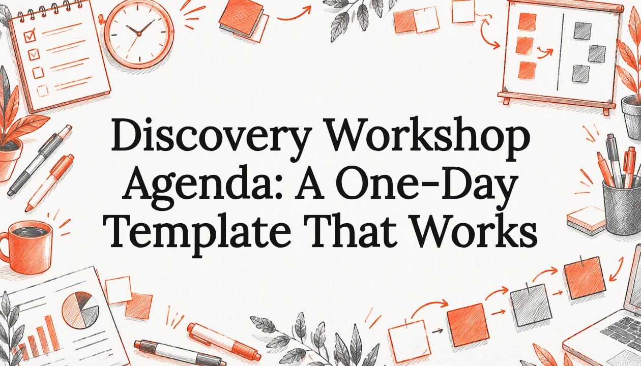 Workshop agenda title card with sketch accents