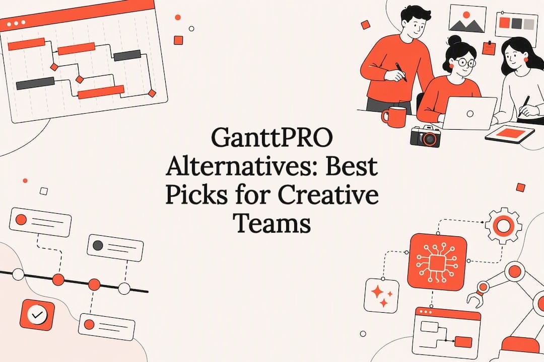 Decorative title card illustration for article on GanttPRO alternatives
