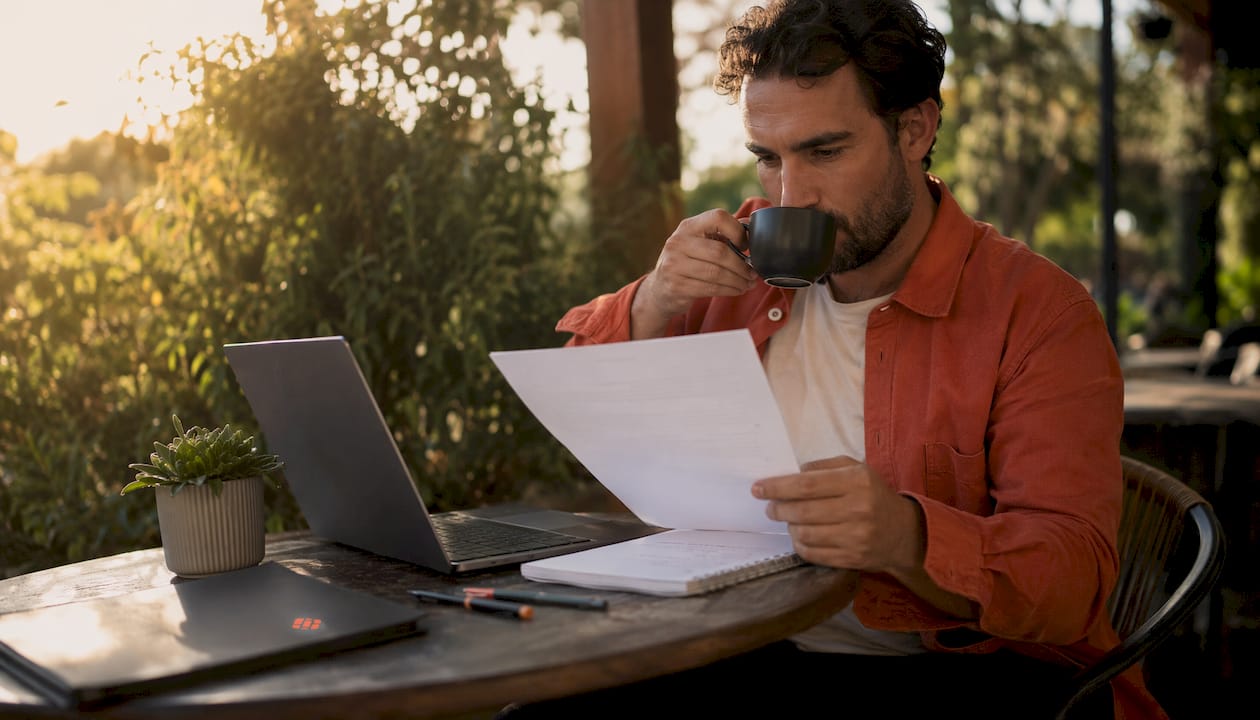 Freelancer reviewing a project brief before preparing a quote