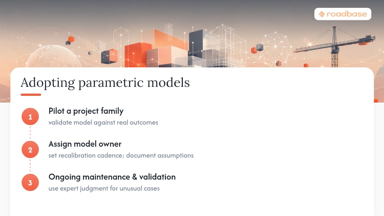 Diagram of steps to adopt parametric models