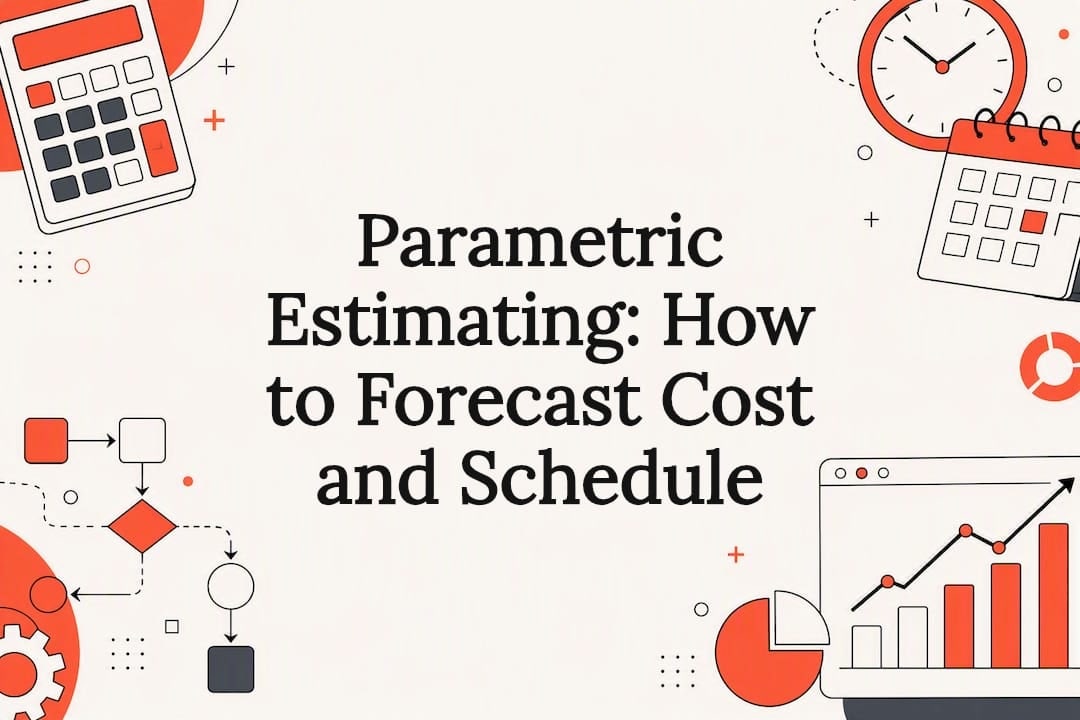 Decorative title card with estimation and project icons