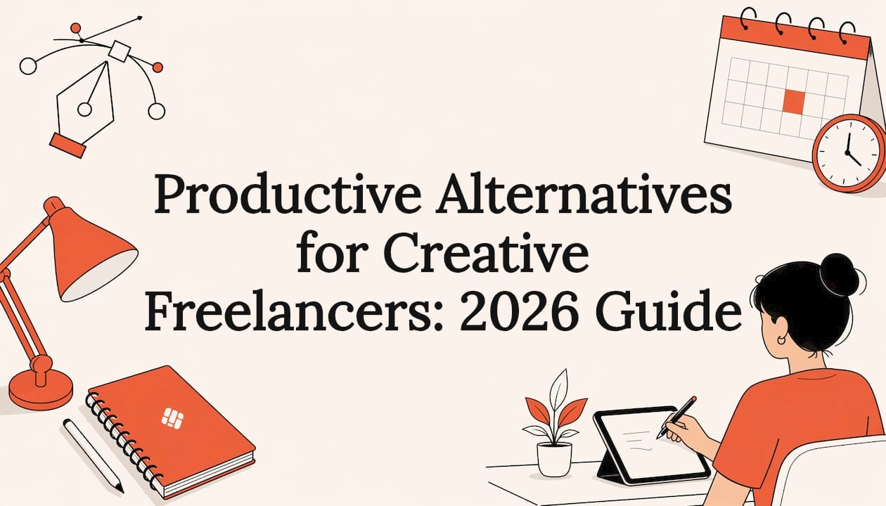 Creative freelancer evaluating project-planning tools before approval