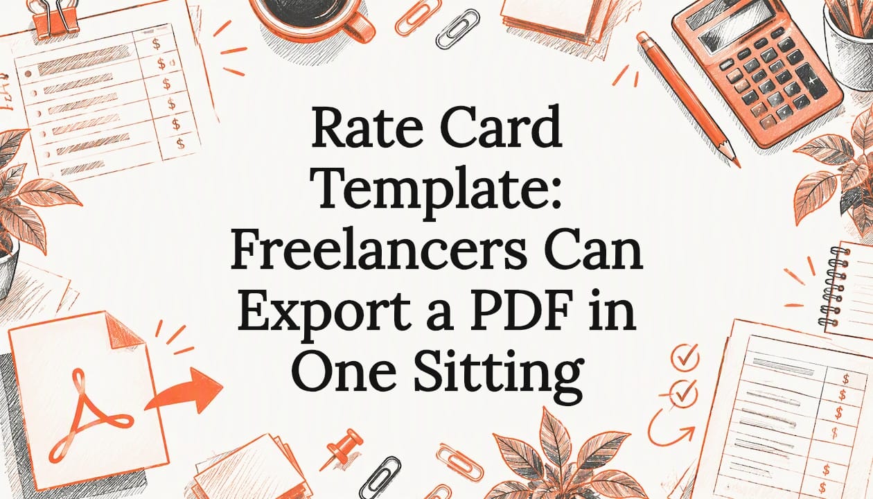Rate card sketches framing the article title