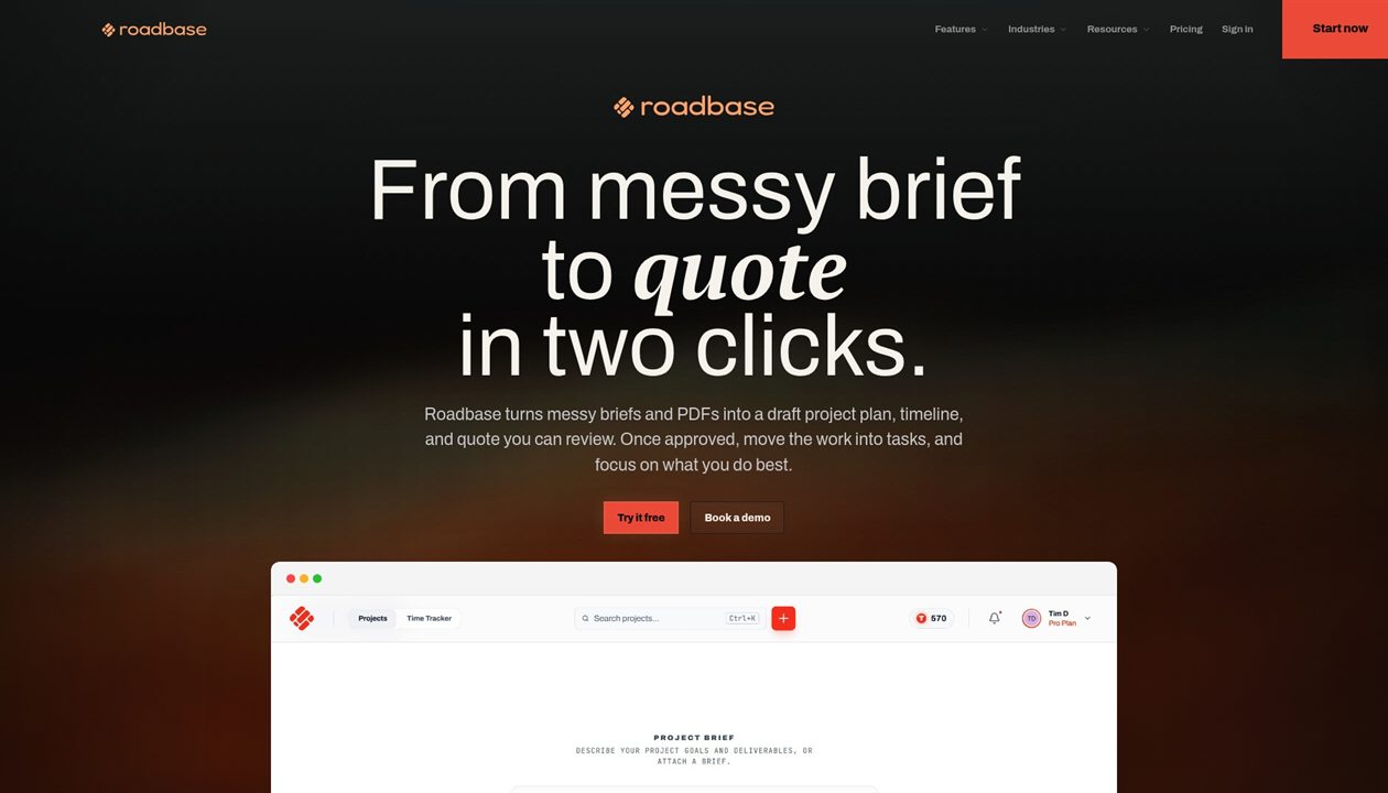 Roadbase quote-first planning workspace